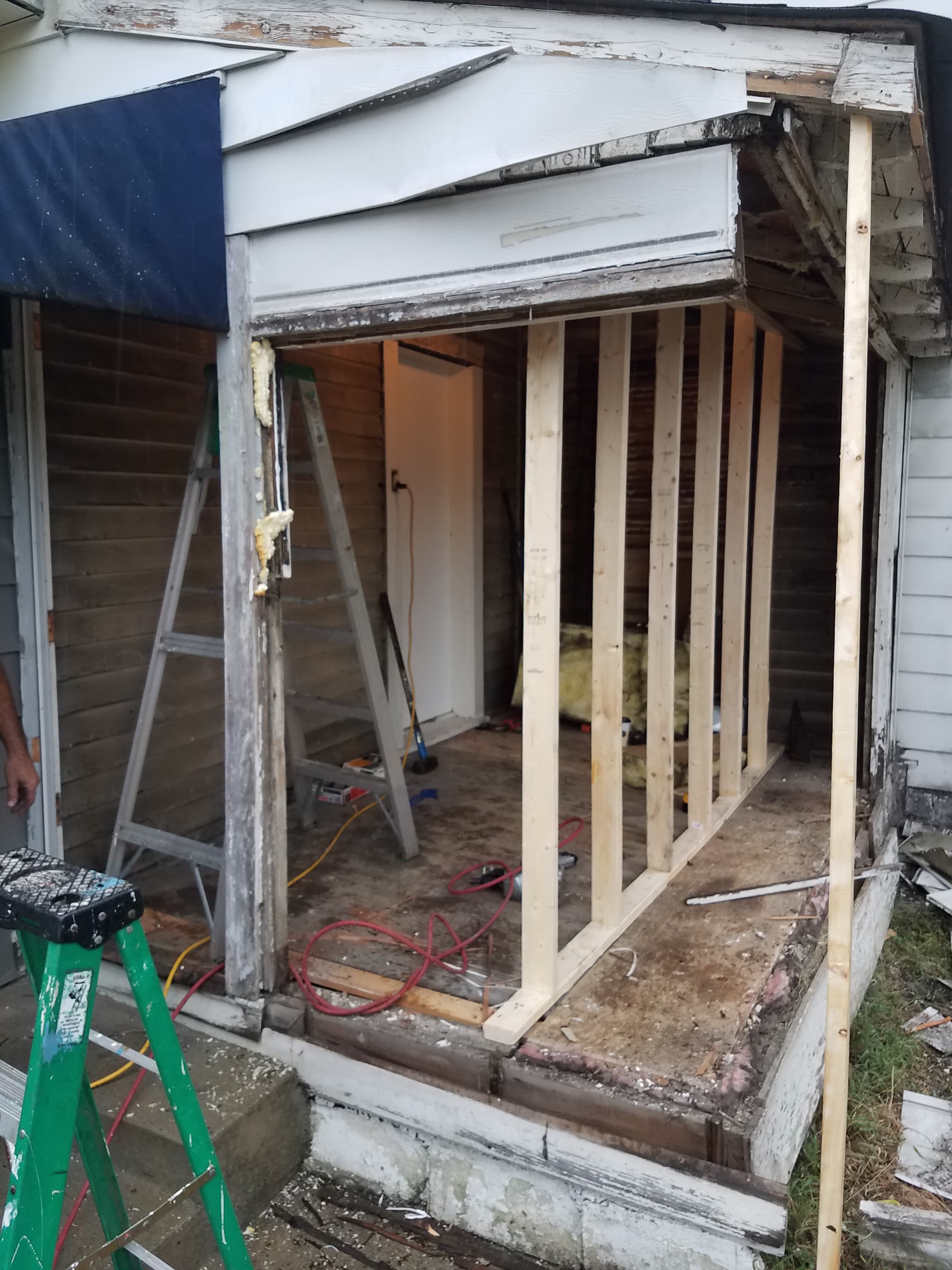 Removal of rotten exterior mudroom walls